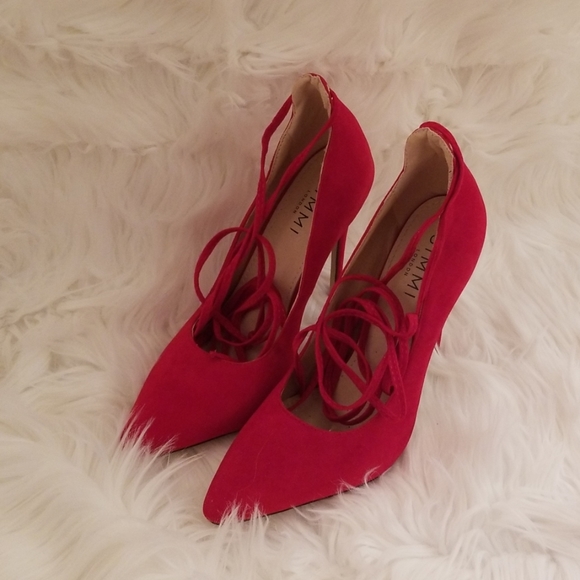 New Simmi London Red Suede Heels - Picture 1 of 4